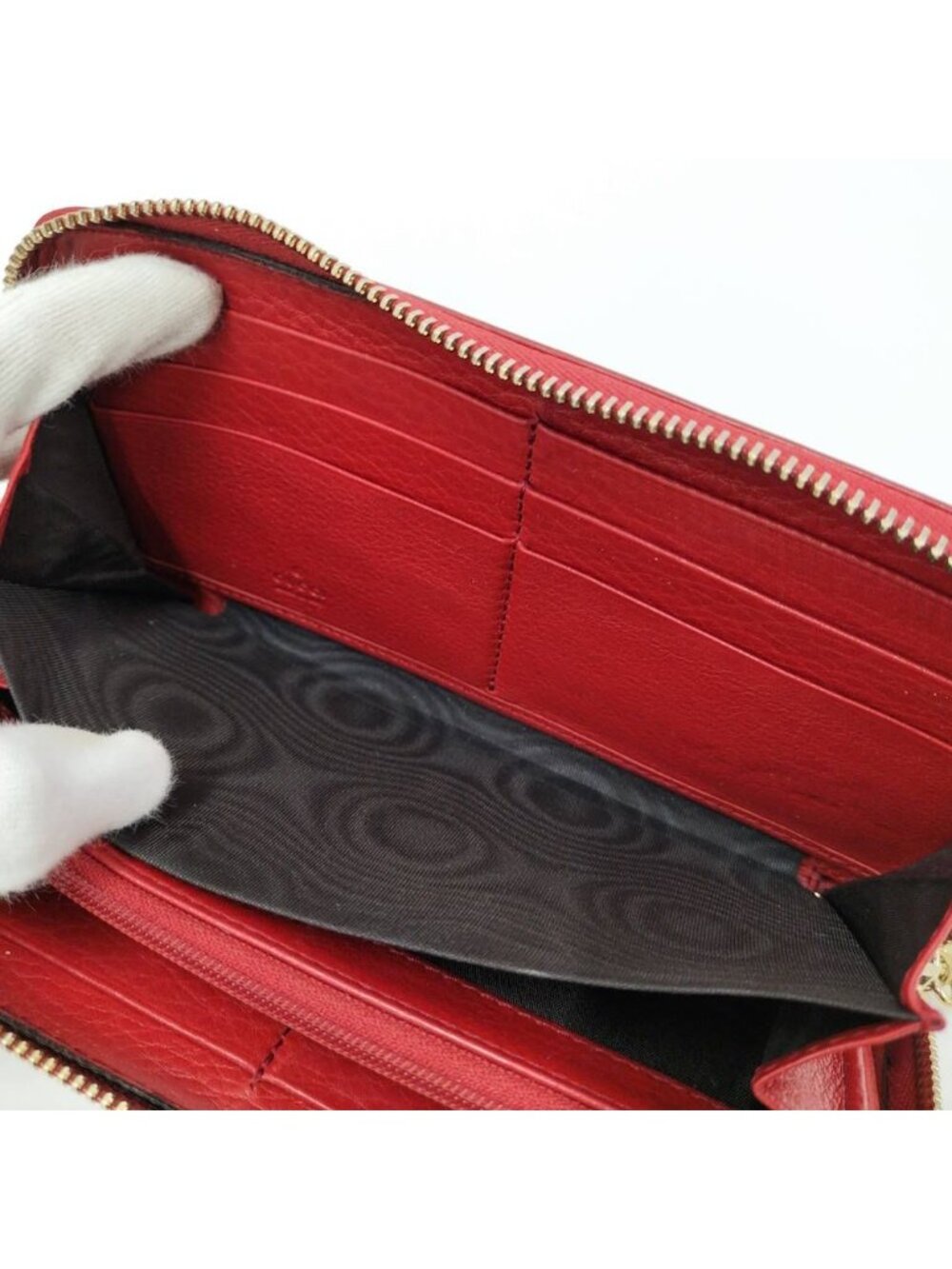 Gucci Zip Around Wallet Interlocking Soho Leather Red - Picture 10 of 10